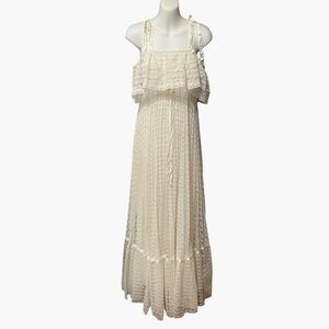 Vintage Boho Lace Pleated Long Dress